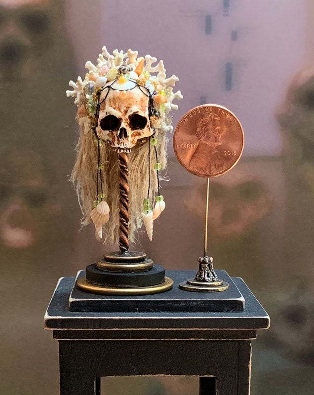 jessica dvergsten artist miniature mermaid skull and headdress