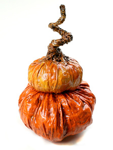 Artist Jessica Dvergsten orange pumpkin Halloween decoration.
